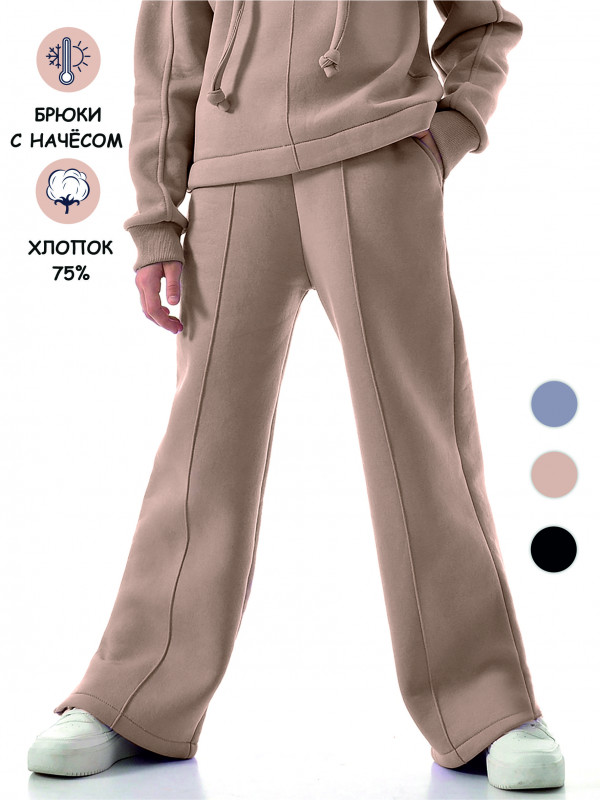 Брюки широкие утепленные (кофе)