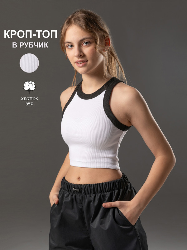 Детский топ с окантовкой (черный)